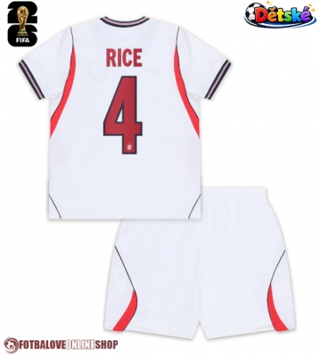 Anglie Declan Rice #4 Domácí dres komplet pro Děti MS 2026 Krátkým Rukávem (+ Krátké kalhoty)